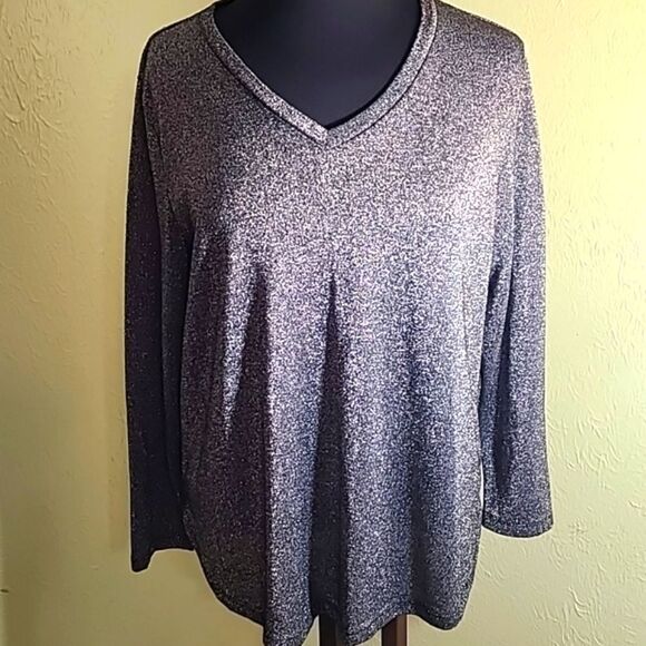 Faded Glory Longsleeve Sparkly Shirt, Size 1X - Picture 2 of 6
